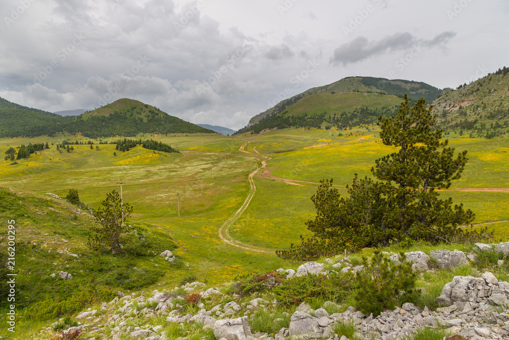 Obraz premium Scenic landscape view in Albanian mountain, Lure National Park.