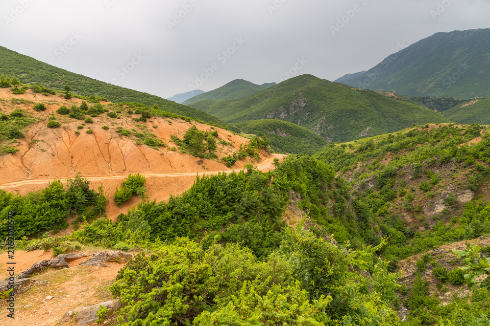 Scenic landscape view in Albanian mountain, Lure National Park.
