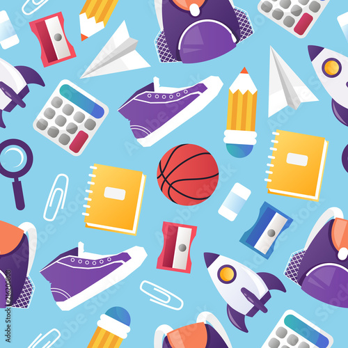 school seamless pattern. vector cartoon illustration