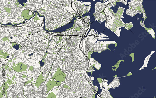 vector map of the city of Boston, USA