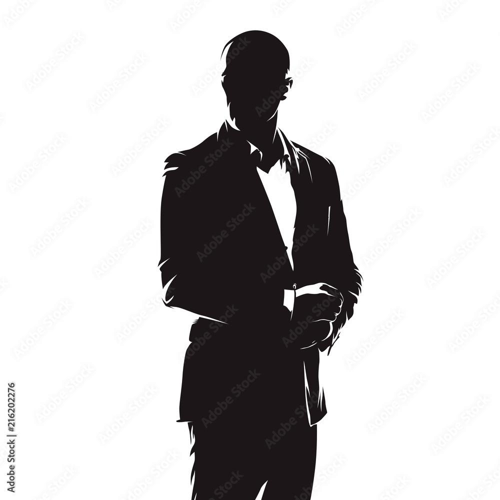 Business Man In Suit Abstract Comics Ink Drawing Isolated Vector Silhouette People Stock 