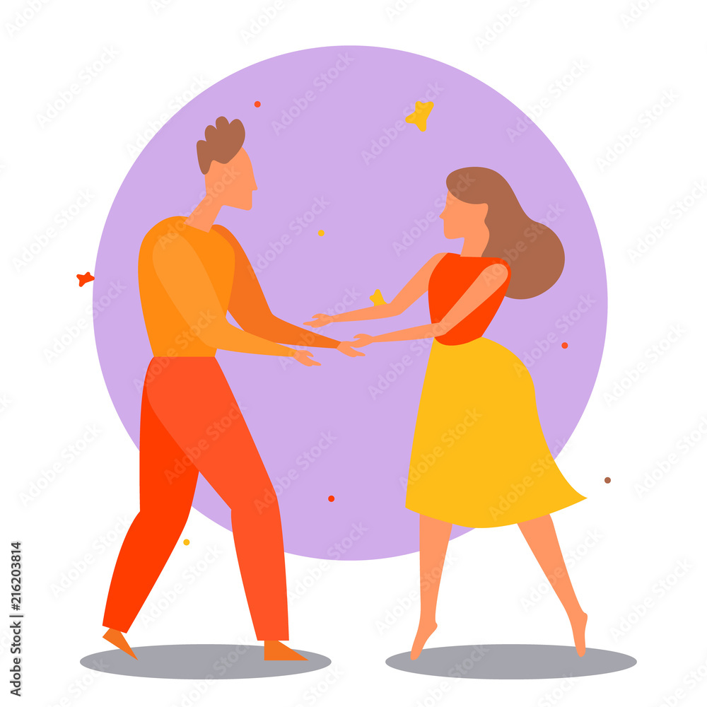 Couple dancing. Dance party concept. Cartoon vector illustration Couple dancing. Dance party concept. Cartoon vector illustration