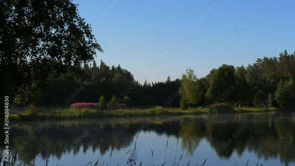 Man fishin the the forest at morning Man fishin the the forest at morning
