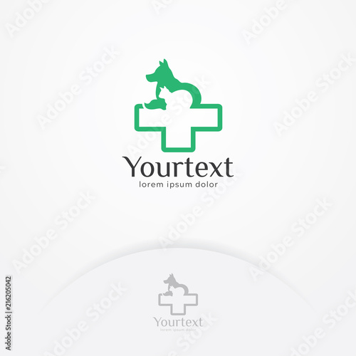 Pet clinic logo, Pet care logo with a dog and cat, Animal hospital logo template