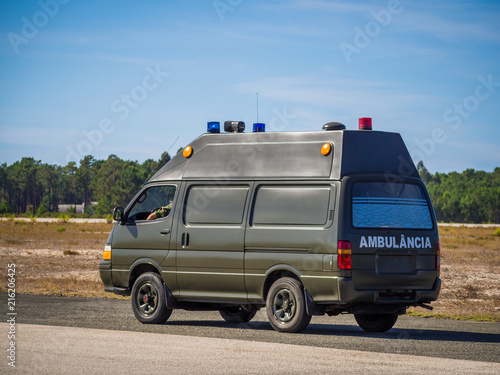MONTE REAL, PORTUGAL-September 10: Military ambulance standing a