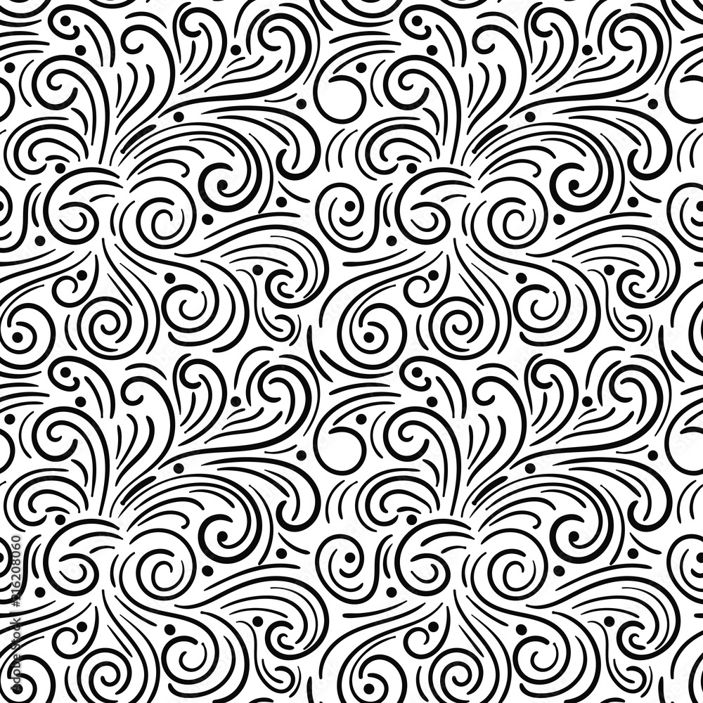Abstract hand drawn doodle thin line wavy seamless pattern. Curly linear messy background. Vector illustration. Abstract hand drawn doodle thin line wavy seamless pattern. Curly linear messy background. Vector illustration.
