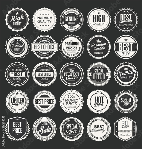 Retro vintage badges and labels vector collection 