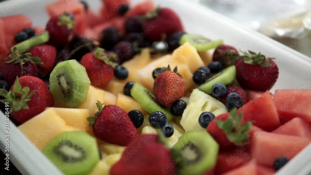 Freshly prepared Fruit Salad including Strawberries, Watermelon, Pineapple, Blueberries, Cherries, Melon, and Kiwi Freshly prepared Fruit Salad including Strawberries, Watermelon, Pineapple, Blueberries, Cherries, Melon, and Kiwi