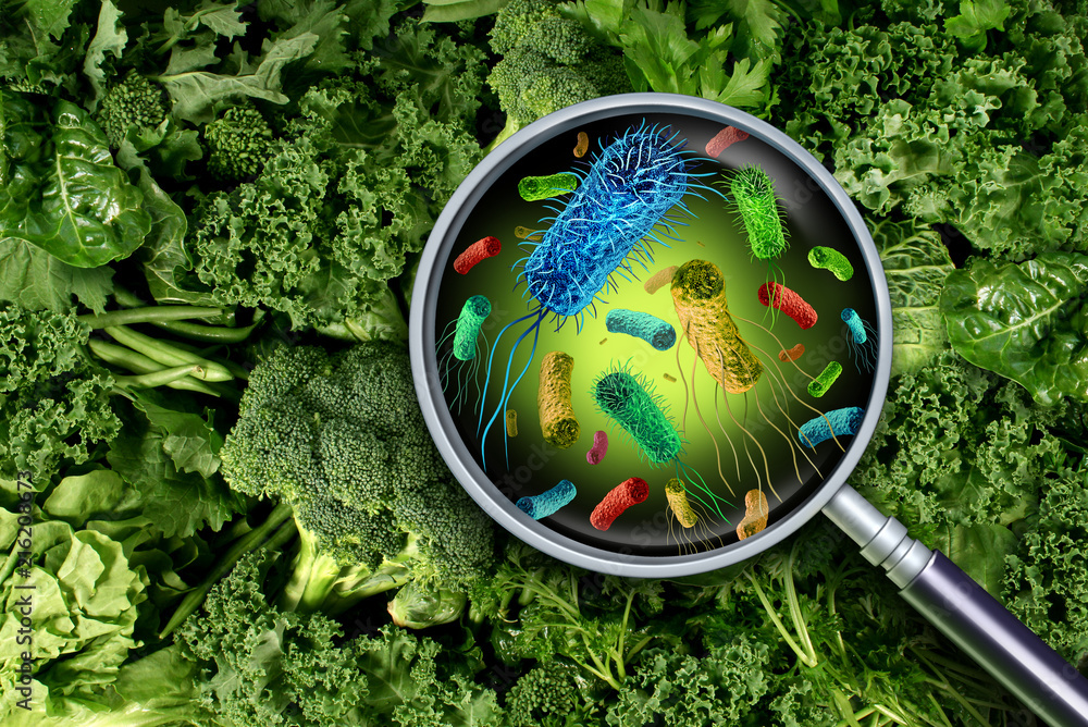 Bacteria And Germs On Vegetables - obrazy, fototapety, plakaty 