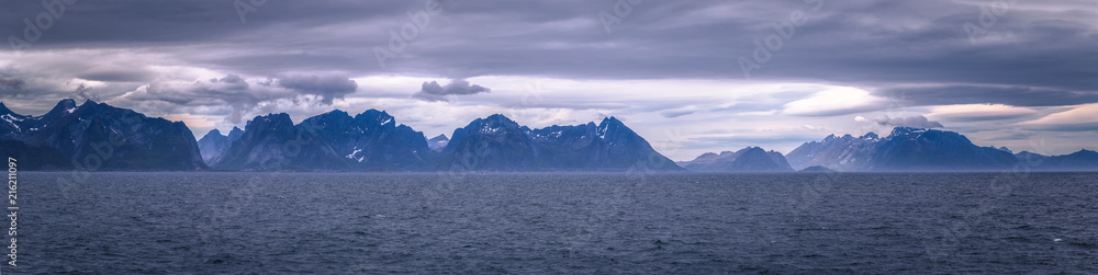 Coastline of the Lofoten Islands from the ferry coming from Bodo, Norway Coastline of the Lofoten Islands from the ferry coming from Bodo, Norway