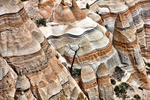 Layers in rock formations at New Mexico's Tent Rocks National Monument photo
