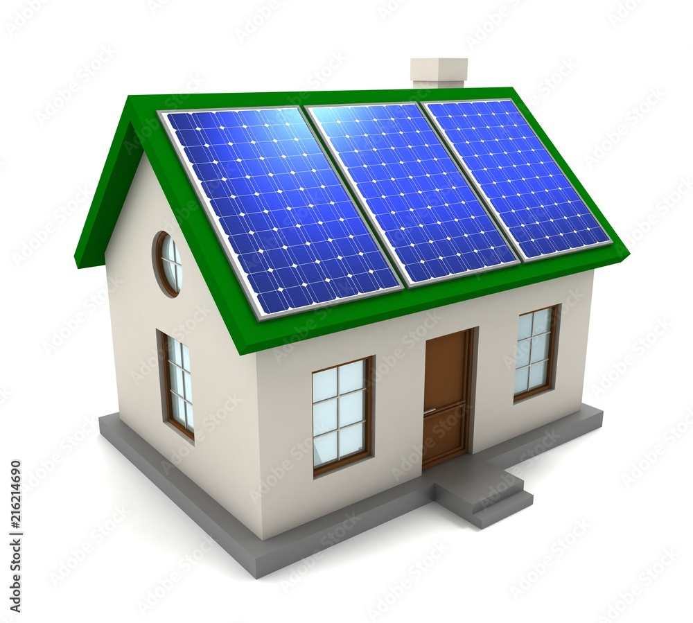 house with solar panel concept 3d illustration house with solar panel concept 3d illustration