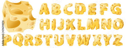 Cheese letters set.