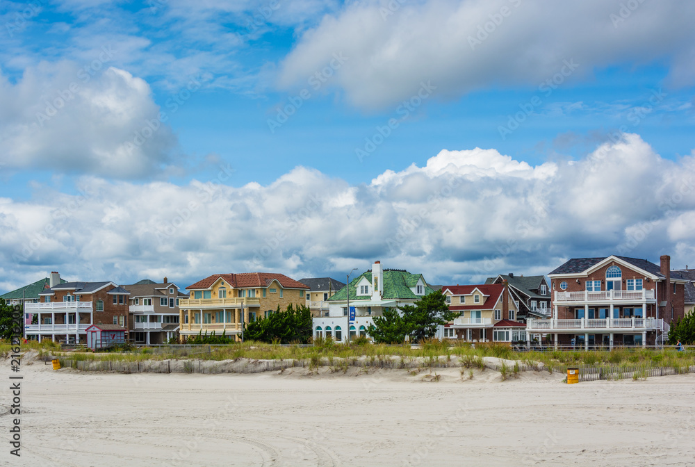 Beachfront houses in Ventnor City, New Jersey.