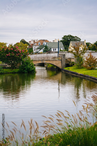 Bridge and island in Sunset Lake, Asbury Park, New Jersey. © jonbilous