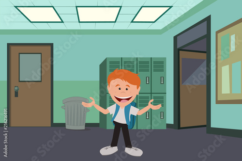 estudiante en el interior de la escuela 