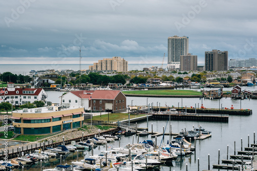 View of the Farley State Marina and buildings in Atlantic City, New Jersey.