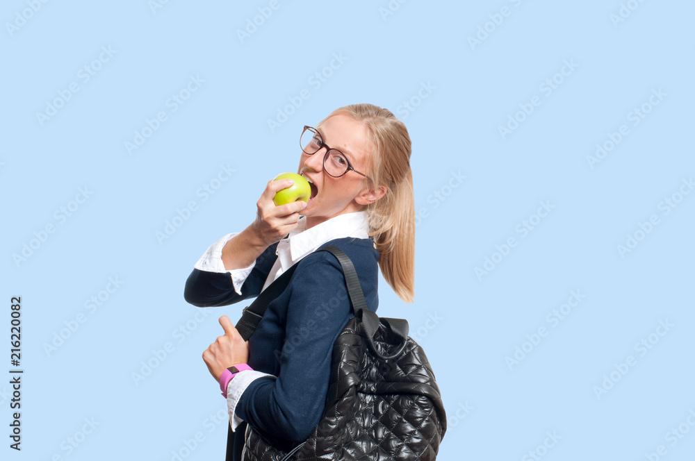 Happy young student girl with backpack. Back to school Happy young student girl with backpack. Back to school