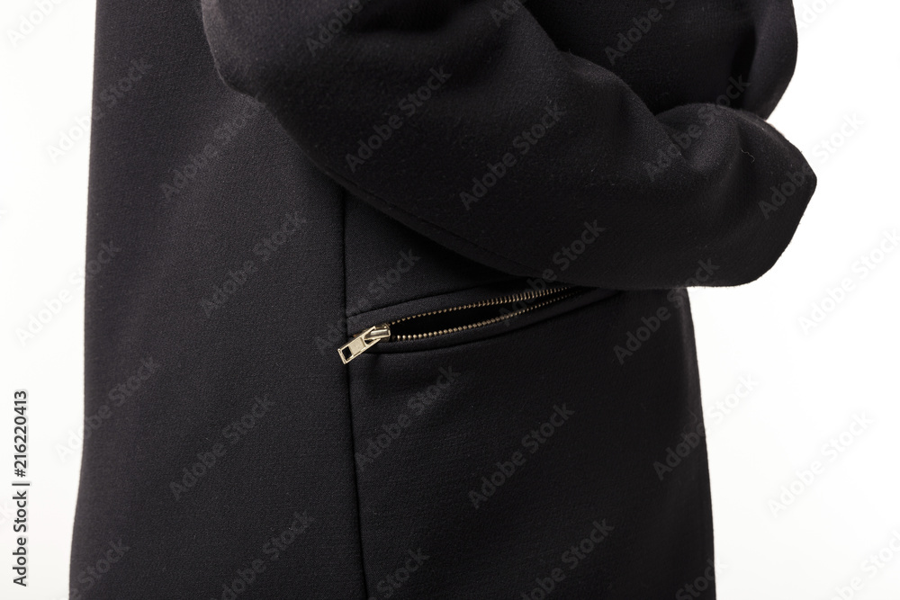woman wearing black coat isolated white. woman wearing black coat isolated white.