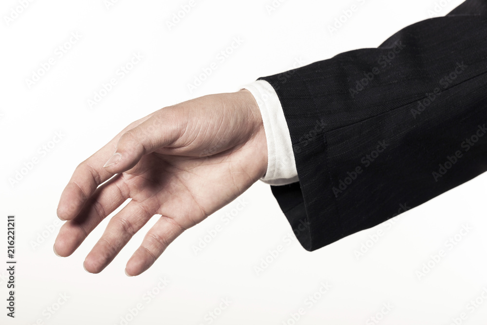 business man hand closeup isolated white. business man hand closeup isolated white.