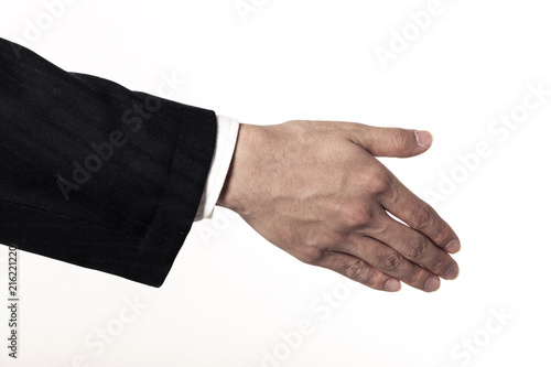 business man hand closeup isolated white.