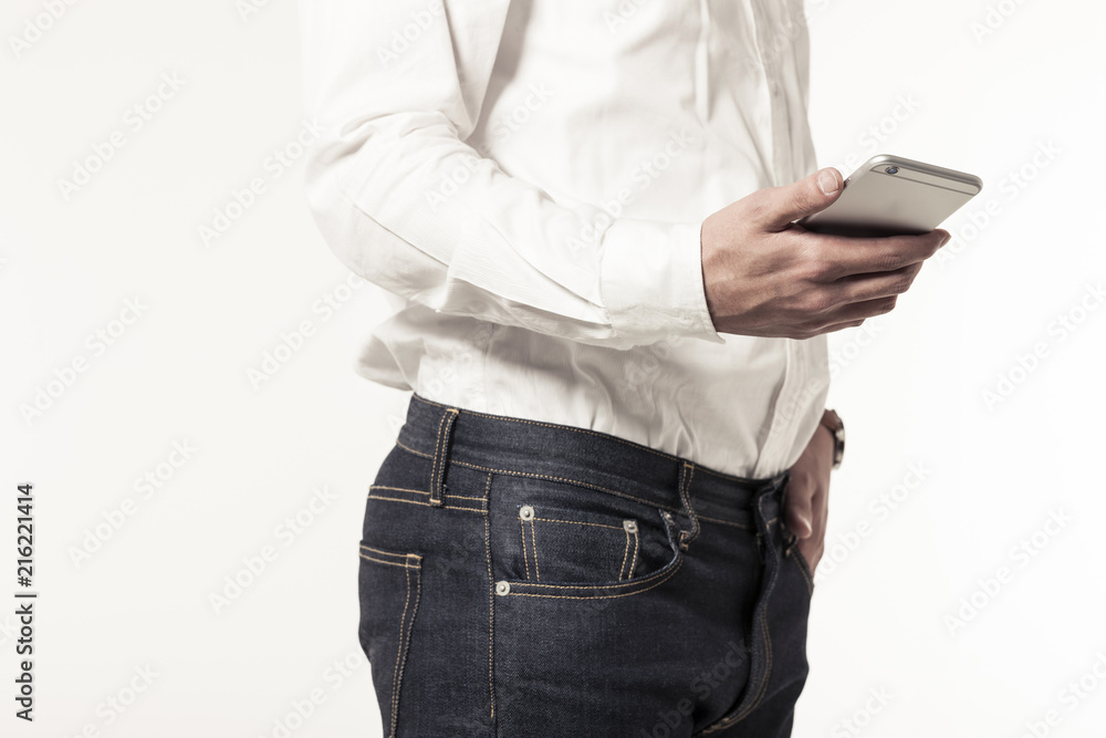 business man hand hold a mobile phone on the white background. business man hand hold a mobile phone on the white background.