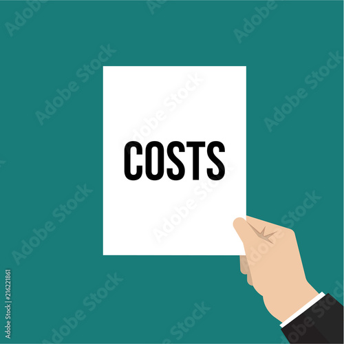 Man showing paper COSTS text