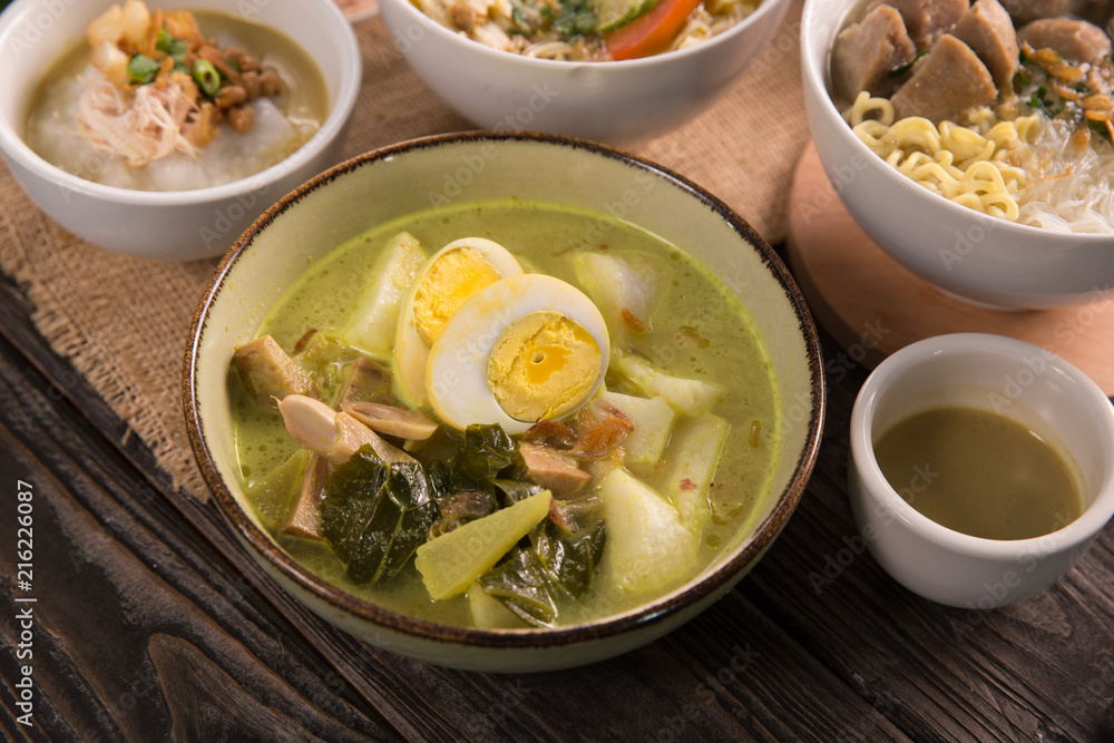 lontong sayur. rice cake with soup lontong sayur. rice cake with soup