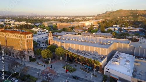 Aerial: Fly over downtown Culver City. photo