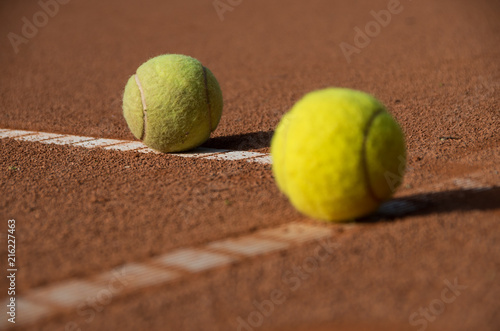 Close up of two tennis balls
