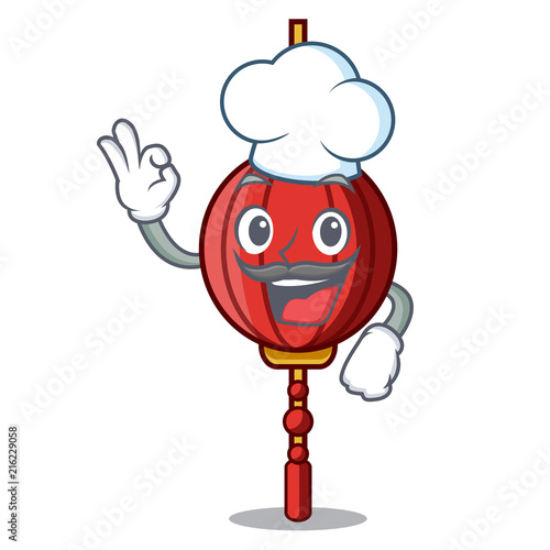 Chef chinese lantern character cartoon