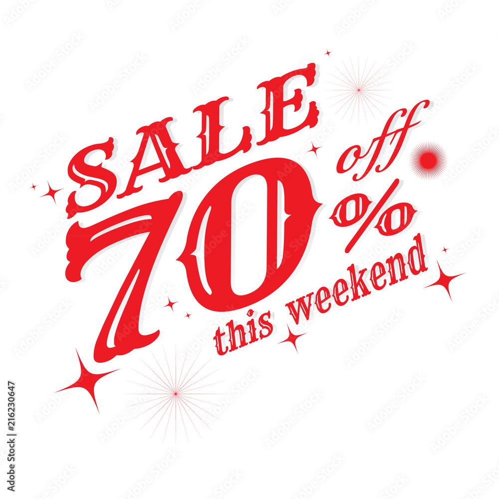 Sale off discount text 70%. vector. on white background. banner. marketing. Business Sale off discount text 70%. vector. on white background. banner. marketing. Business