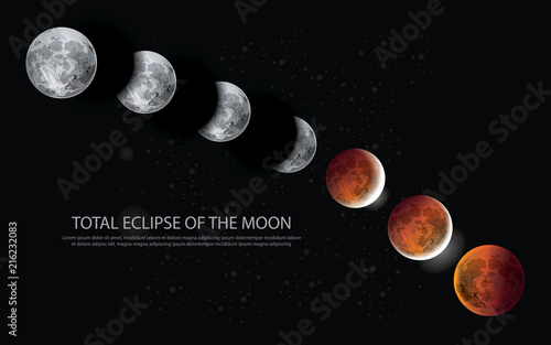 Total Eclipse of the Moon Vector illustration