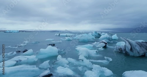 Beautiful aerial view of glacier pool in Iceland