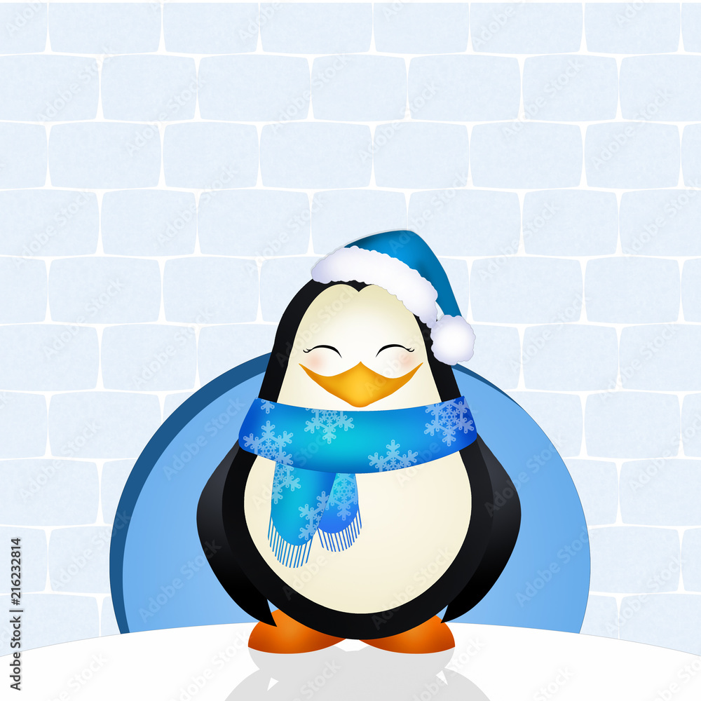 Obraz premium illustration of penguin in winter