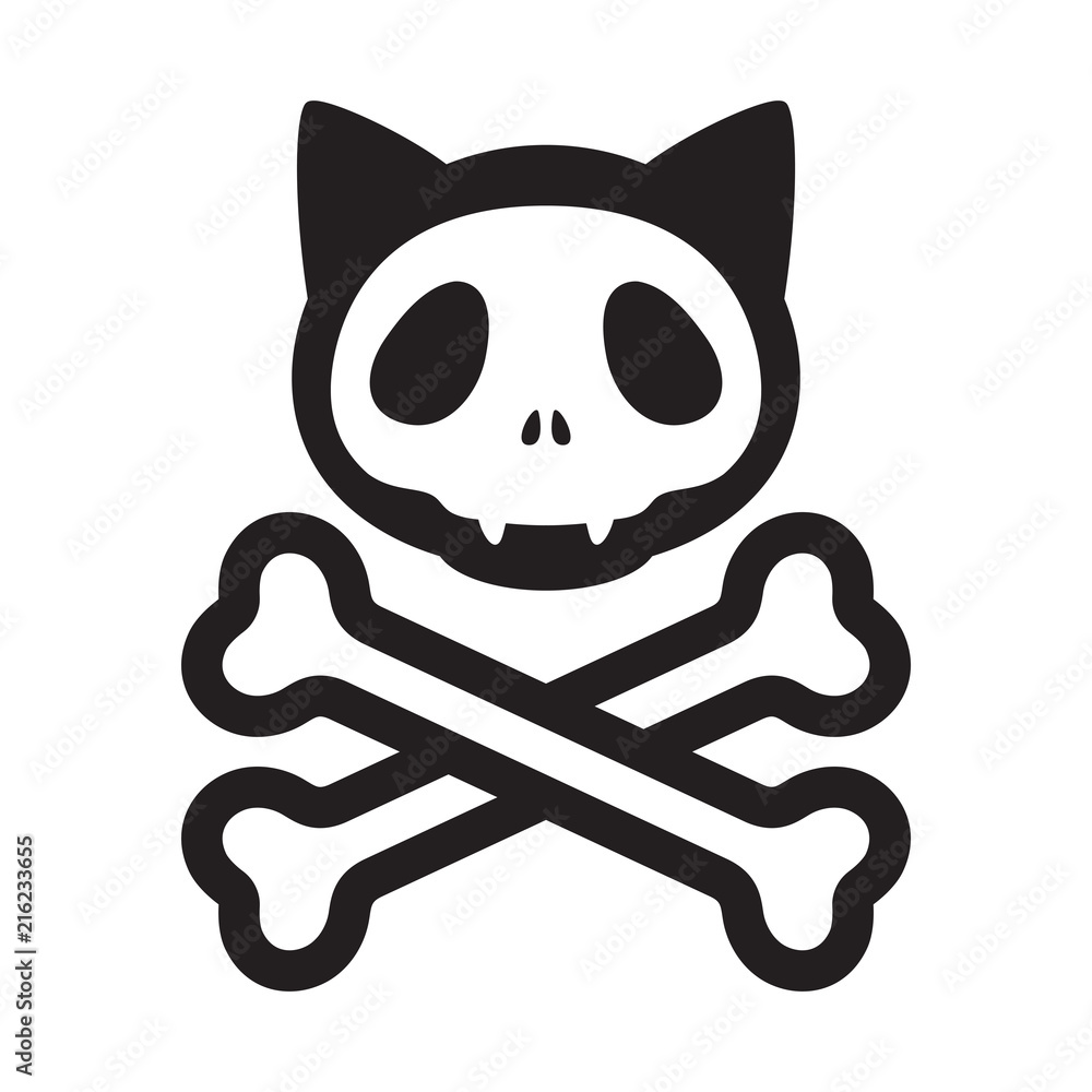 cat skull crossbones vector icon logo pirate Halloween kitten cartoon  illustration symbol Stock Vector | Adobe Stock