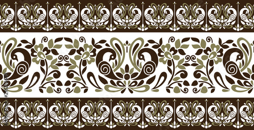 Seamless traditional indian peacock border
