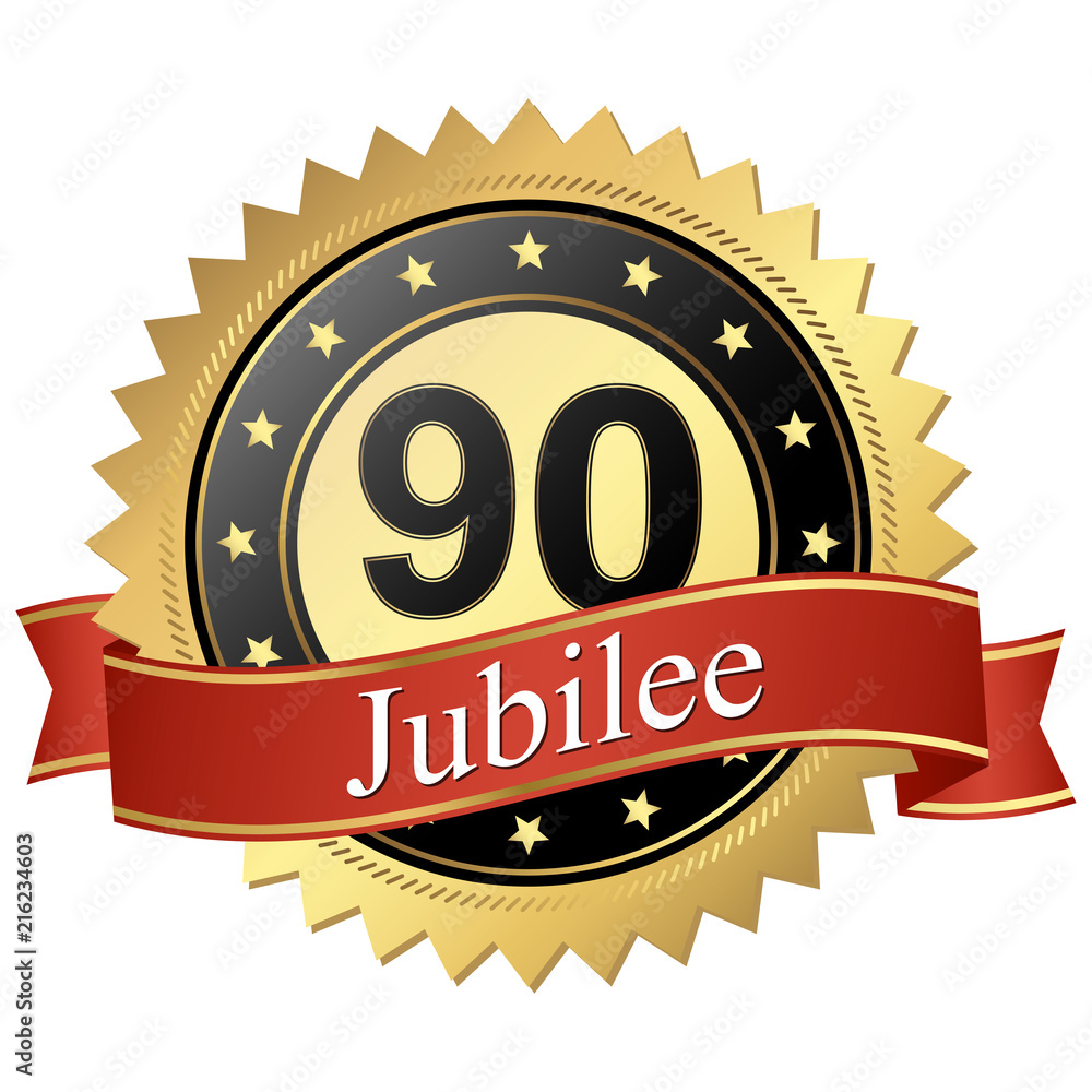 Jubilee button with banners - 90 years Jubilee button with banners - 90 years