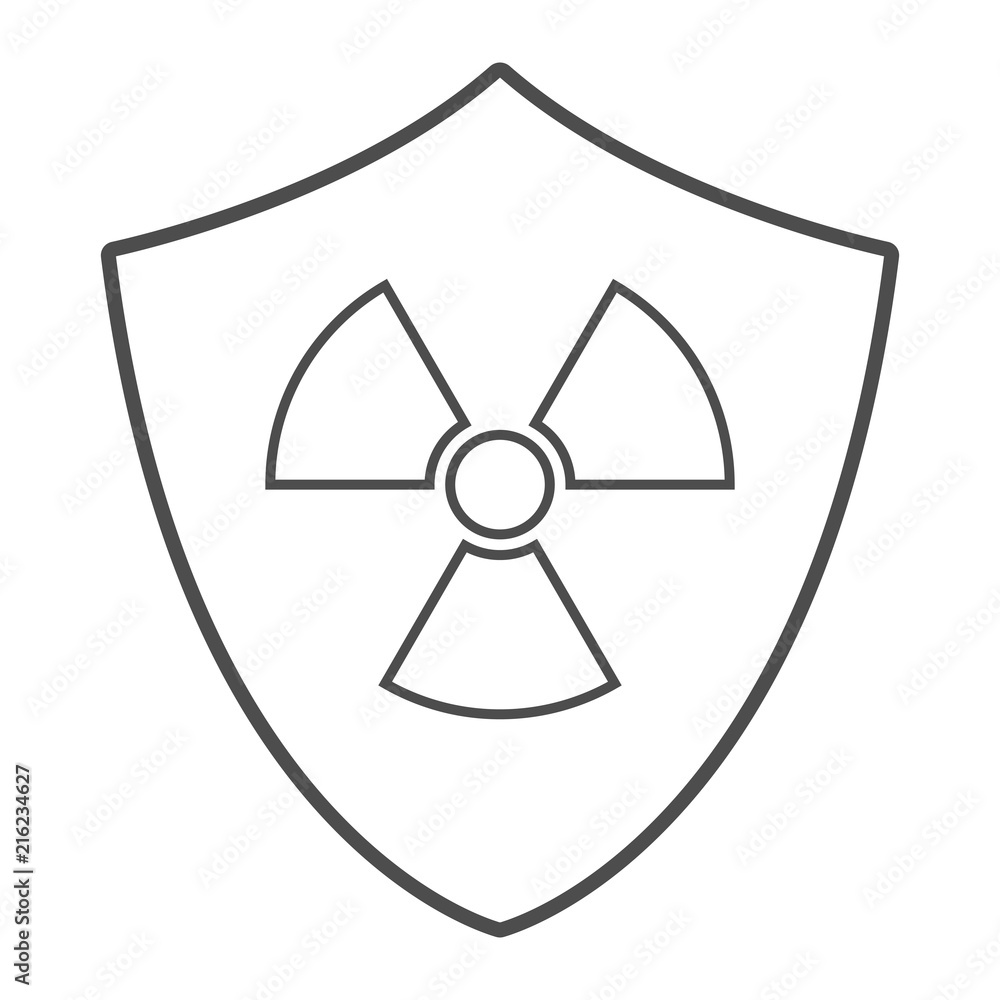 Radiation protection sign. Shield and radiation symbol. Outline. Vector icon. Radiation protection sign. Shield and radiation symbol. Outline. Vector icon.