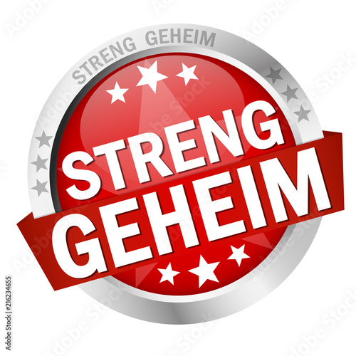 Button with Banner Streng Geheim