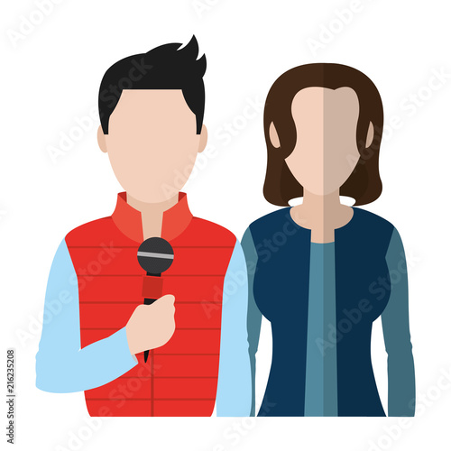 professional man and woman partner reporters