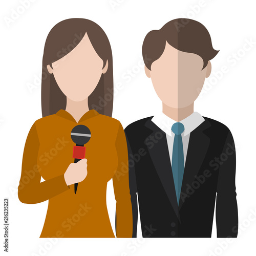 professional woman and man partner reporters