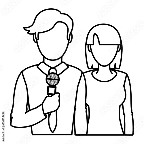 line man and woman partner news reporters