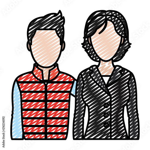 doodle woman and man professional partner with hairstyle photo