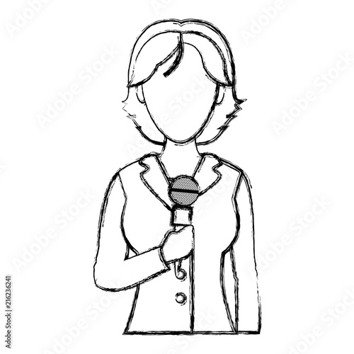 grunge woman reporter news information with microphone