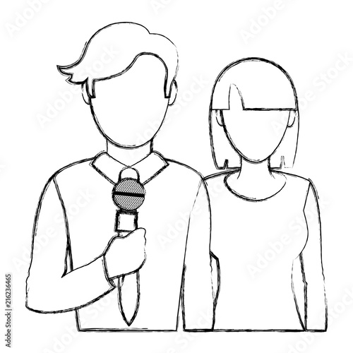 grunge man and woman partner news reporters