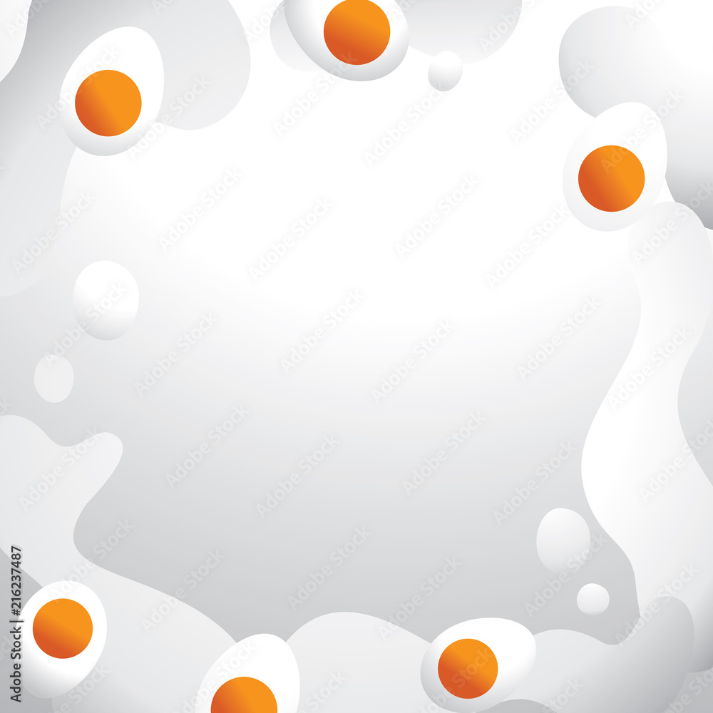 half boiled egg with abstract slipping white egg background