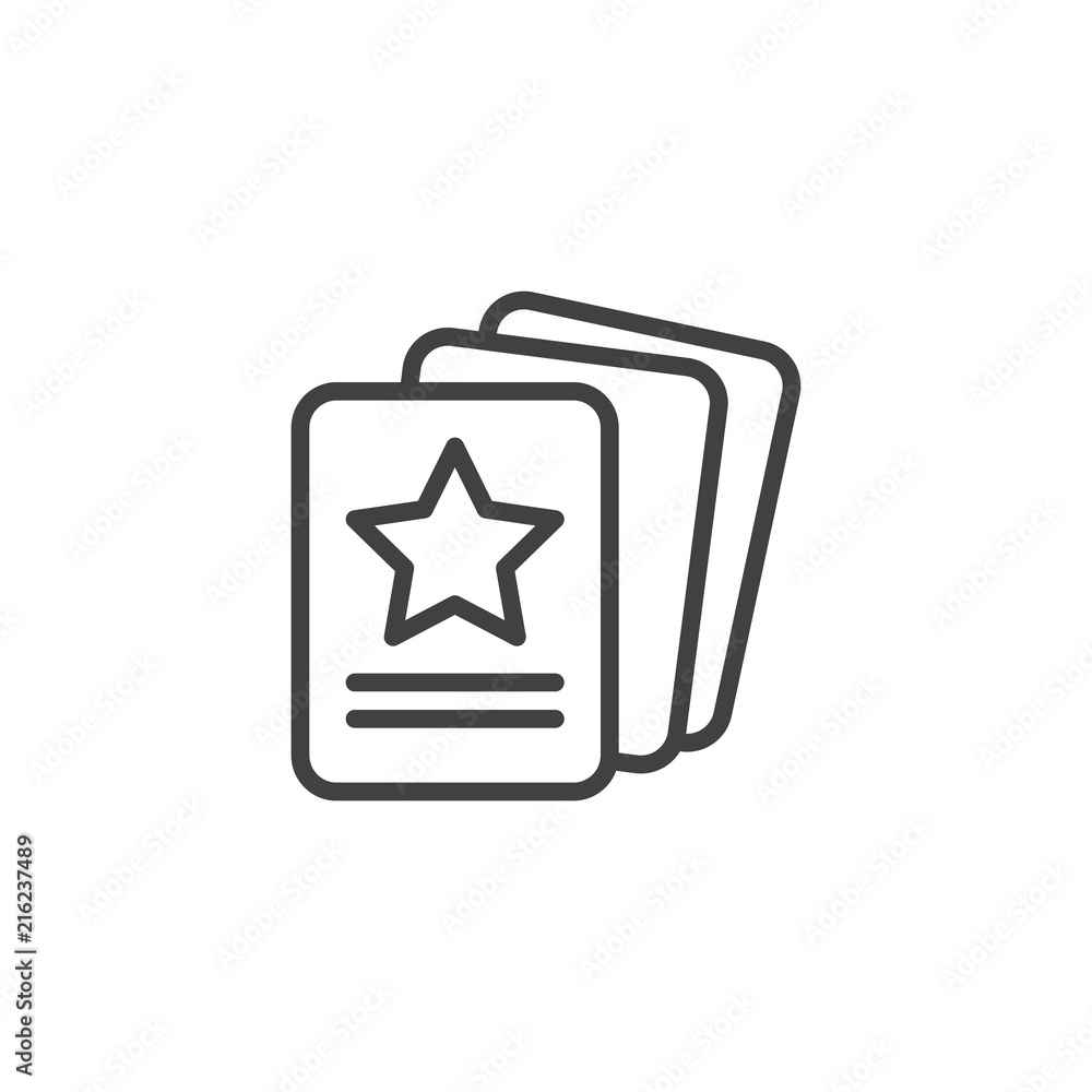 Flyers outline icon. linear style sign for mobile concept and web design. Brochure with star simple line vector icon. Symbol, logo illustration. Pixel perfect vector graphics