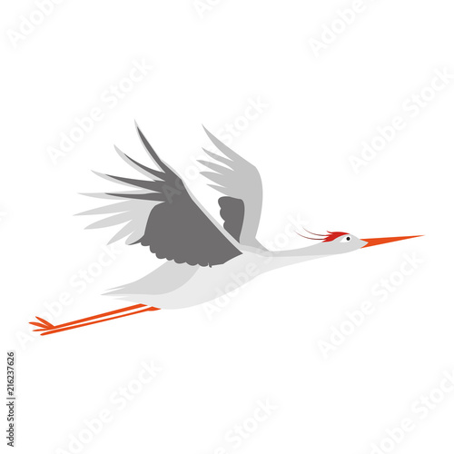 Stork flying isolated vector illustration graphic design