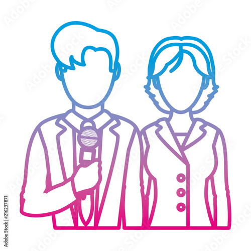degraded line man and woman partner reporters information
